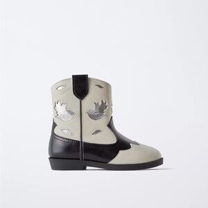 Zara Black and Silver Kids Cowboy Boots